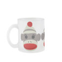 Sock Monkey Face Frosted Glass Mug