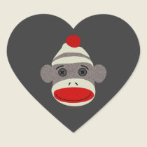 Sock Monkey Face Heart Sticker stickers