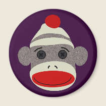 Sock Monkey Face Magnet magnets