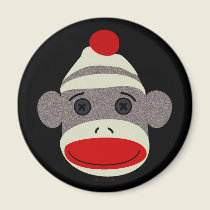 Sock Monkey Face Magnet magnets