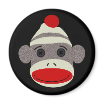 Sock Monkey Face Magnet