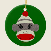 Sock Monkey Face Ornament ornaments