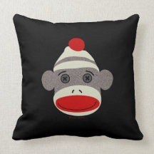 Sock Monkey Face Pillow
