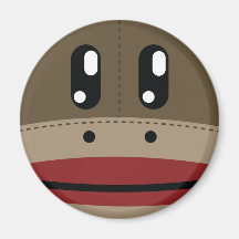 Sock Monkey Face Products Fridge Magnets