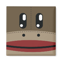 Sock Monkey Face Products Fridge Magnets