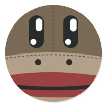 Sock Monkey Face Products Round Stickers