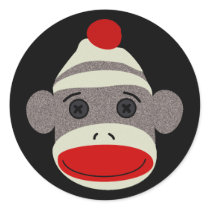 Sock Monkey Face Sticker