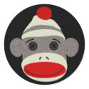 Sock Monkey Face Sticker by FreshandStrong Sock Monkey Face Sticker