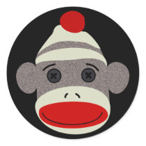Sock Monkey Face Sticker by FreshandStrong Sock Monkey Face Sticker