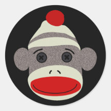 Sock Monkey Face Sticker