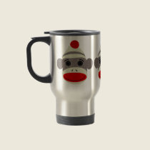 Sock Monkey Face Travel Mug mugs