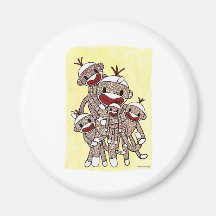 Sock Monkey Family 04 Fridge Magnet
