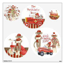 Sock Monkey, Fire Truck Boy Baby Room Decor Name Wall Decor