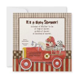 Sock Monkey, Fire Truck Boy Baby Shower Invitation invitation