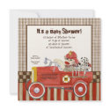 Sock Monkey, Fire Truck Boy Baby Shower Invitation
