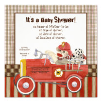 Sock Monkey, Fire Truck Boy Baby Shower Invitation