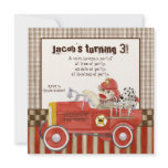 Sock Monkey, Fire Truck Boy Birthday Party Invite