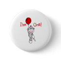 Sock Monkey First Birthday buttons by kids_birthdays Sock Monkey First Birthday buttons