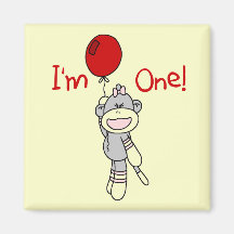 Sock Monkey First Birthday Tshirts and Gifts Refrigerator Magnet