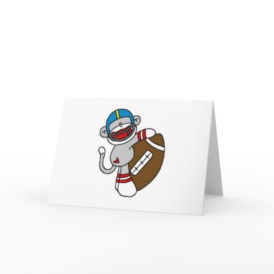 Sock Monkey Football Card by sport_shop