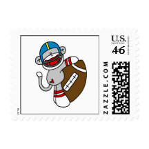 Sock Monkey Football T shirts and Gifts Postage Stamp
