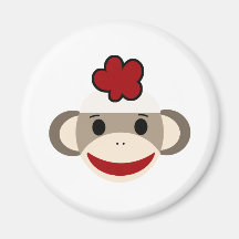sock monkey fridge magnet