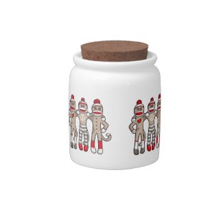 Sock Monkey Friends Forever Candy Dishes