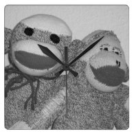 Sock Monkey Friends Wall Clock