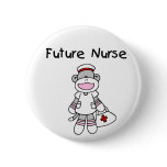 SOCK MONKEY FUTURE NURSE BUTTON