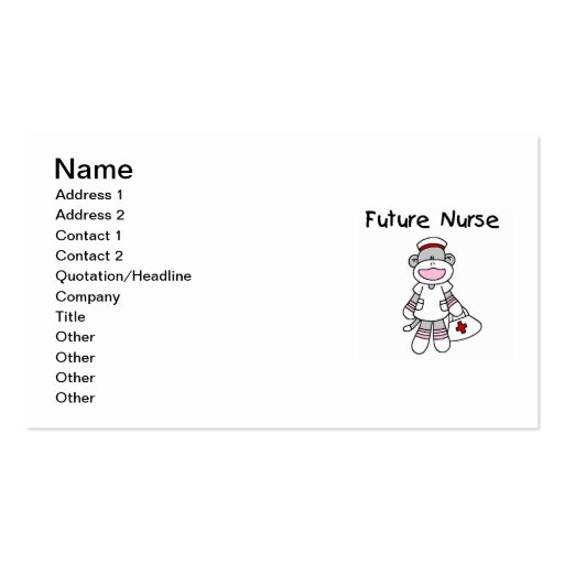Sock  Monkey Future Nurse T-shirts and Gifts Business Card Template