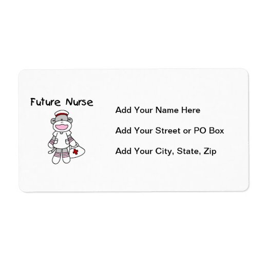 Sock  Monkey Future Nurse T-shirts and Gifts Custom Shipping Labels