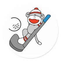 Sock Monkey  Golf Stickers