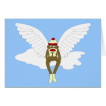 Sock Monkey Guardian Angel Card