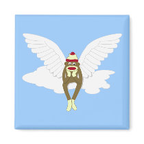 Sock Monkey Guardian Angel Fridge Magnets