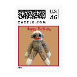 Sock Monkey Happy Birthday stamps