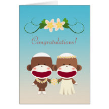 Sock Monkey Hawaiian Wedding Card