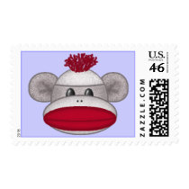 Sock Monkey Head Postage Stamp