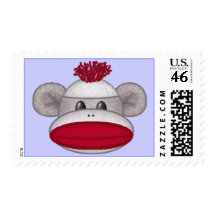Sock Monkey Head Postage Stamp