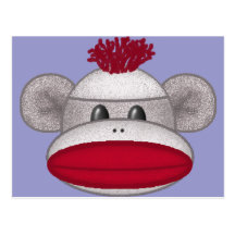 Sock Monkey Head Postcard