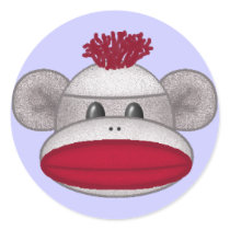 Sock Monkey Head Stickers