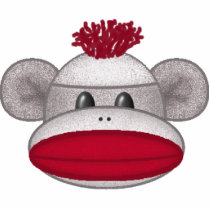Sock Monkey Head Wall Sculpture Photo Cutouts