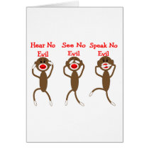Sock Monkey--Hear, Speak, See NO EVIL cards