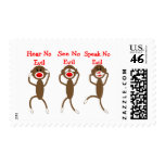 Sock Monkey--Hear, Speak, See NO EVIL Postage Stamp