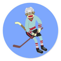 Sock Monkey Hockey Player stickers