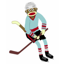 Sock Monkey Hockey Player t-shirts