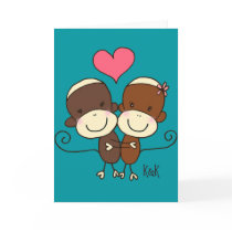 Sock Monkey Hugz Greeting Card