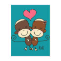 Sock Monkey Hugz Postcard