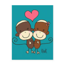 Sock Monkey Hugz Postcard
