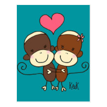 Sock Monkey Hugz Postcard