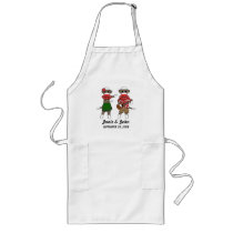 Sock Monkey Hula Luau Couple Long Apron(customize)